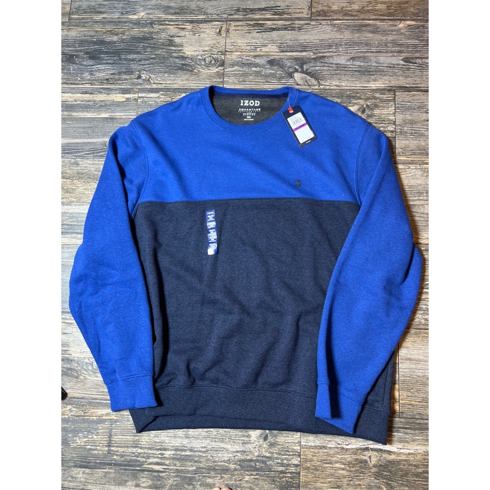 IZOD Advantage Performance Stretch Crew Neck Pullover Sweatshirt Mens 2XL Blue